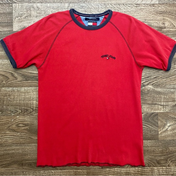 90s Vintage Tommy Hilfiger Ribbed Fitted T-Shirt - Picture 13 of 14